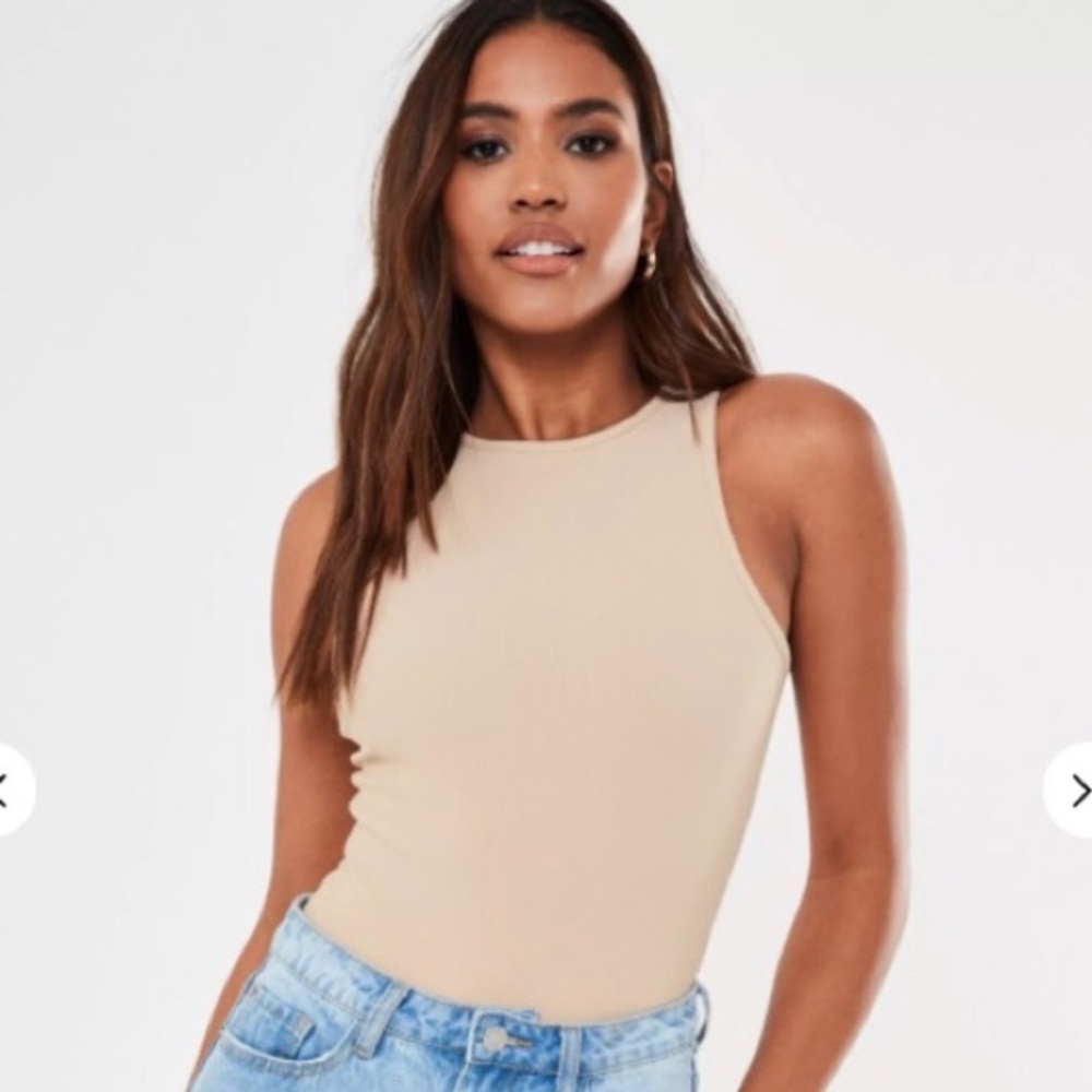 NWT Tall sand ribbed racer back bodysuit